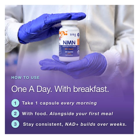 NMN Bio NAD+ 500mg Capsules, Anti-Aging Support - 30 Capsules