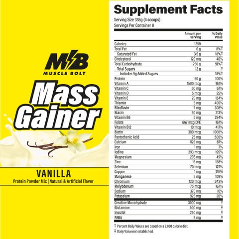 Muscle Bolt Mass Gainer Protein Powder, Vanilla - 2.72Kg