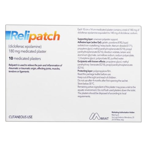 Relipatch Diclofenac Medicated Plaster - 10 Patches