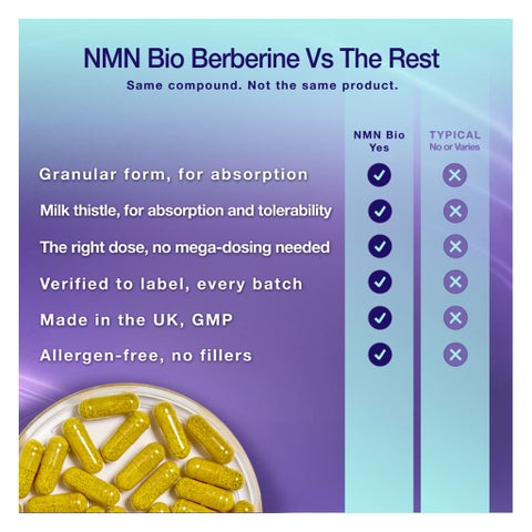 NMN Bio Berberine With Milk Thistle 400mg Capsules, Liver Support - 60 Capsules