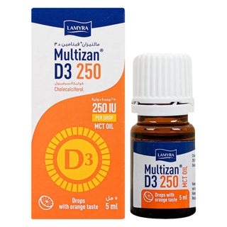 Multizan D3 250IU Vitamin D Oral Drops, Orange Flavor - 5ml