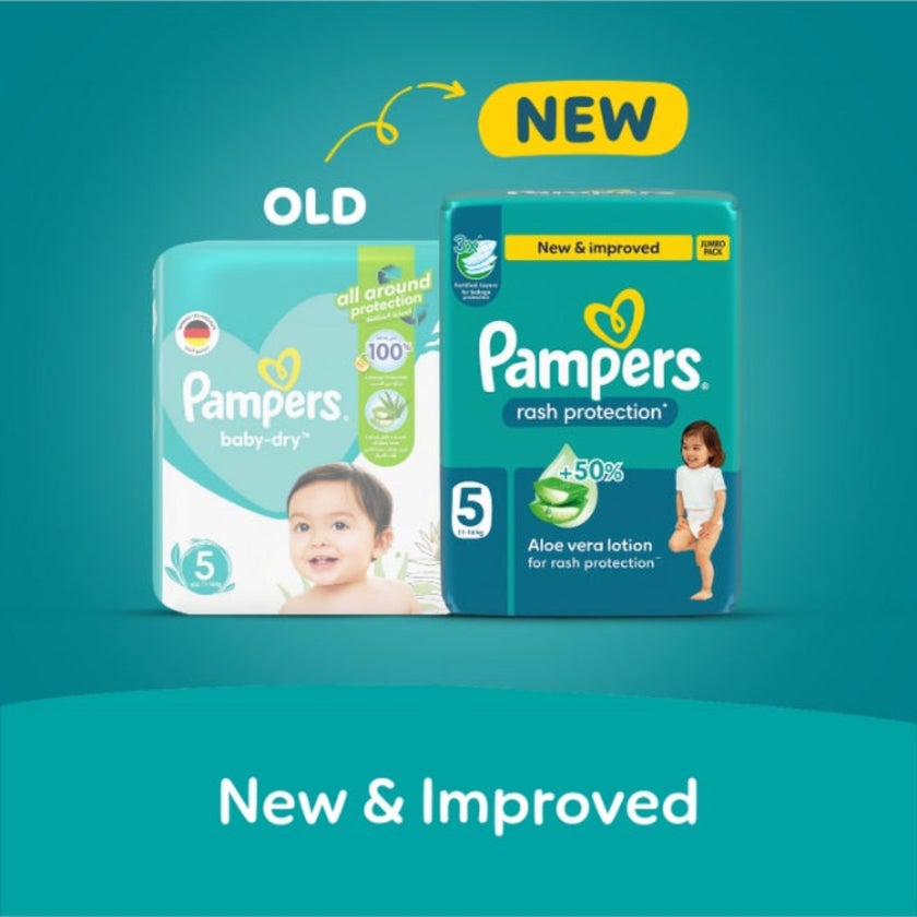 Pampers Rash Protection Size 5, 11-16kg Baby Diapers, Pack of 14's