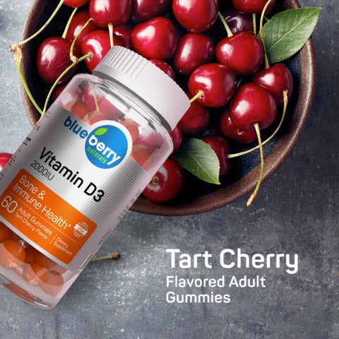 Blueberry Naturals Vitamin D3 2000IU Adult Gummies, Bone Health - 60 Gummies