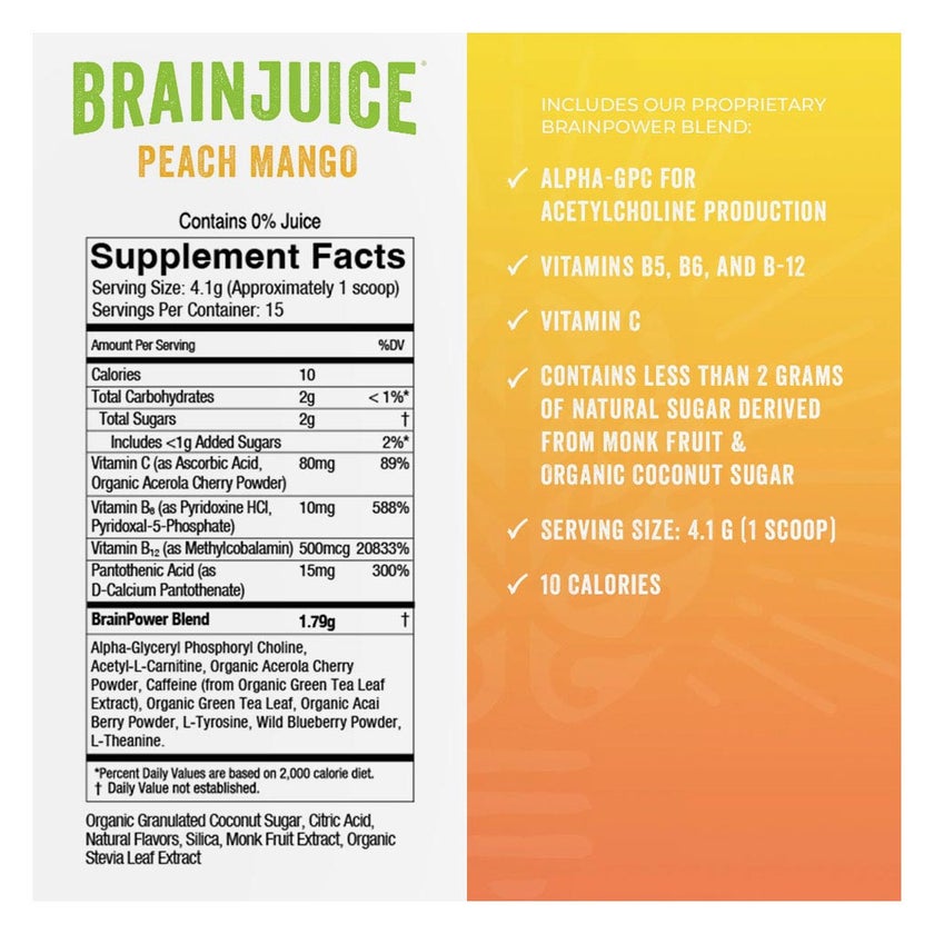 Brainjuice Daily Power Mix Peach Mango Powder 62g