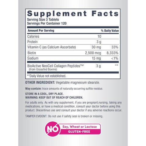 NeoCell Grassfed Collagen + Vit C & Biotin Tablets - 360 Tablets