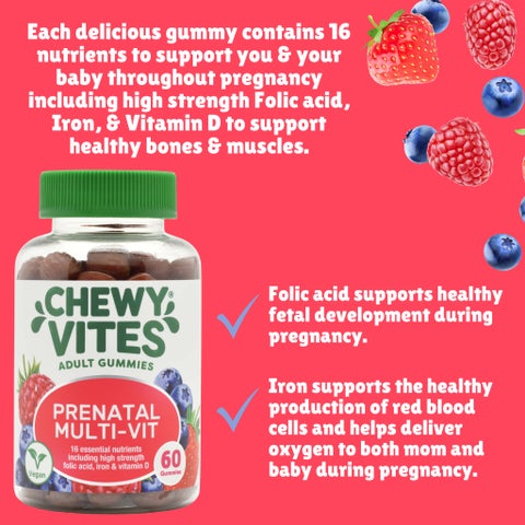 Chewy Vites Women Prenatal Multivitamin Gummies - 60 Gummies