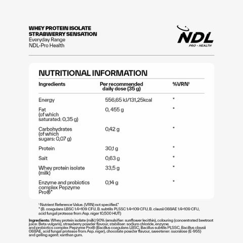 NDL Pro Health Whey Protein Isolate 2.2lb - Strawberry Flavor - by Rafa Nadal