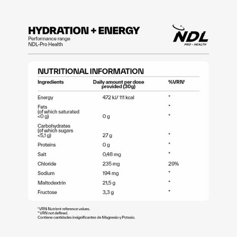 NDL Pro Health Performance Hydration + Energy 750g - Lime Lemon Flavor - by Rafa Nadal