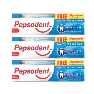 Pepsodent Germi Check+ Toothpaste With Toothbrush 150g, Pack of 3's