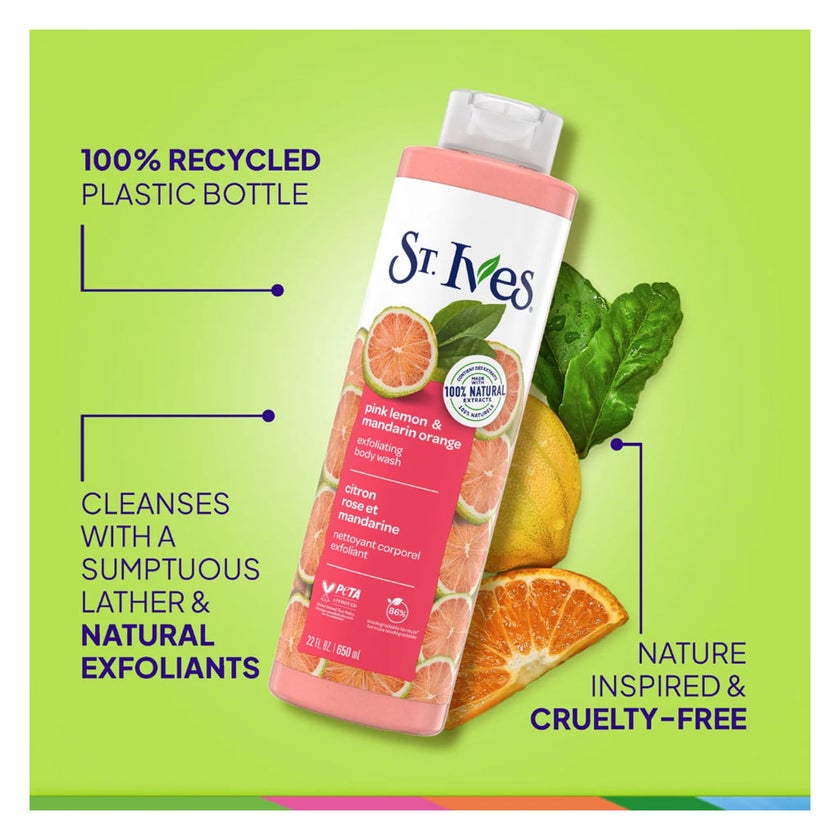 St. Ives Pink Lemon & Mandarin Orange Exfoliating Body Wash 700ml