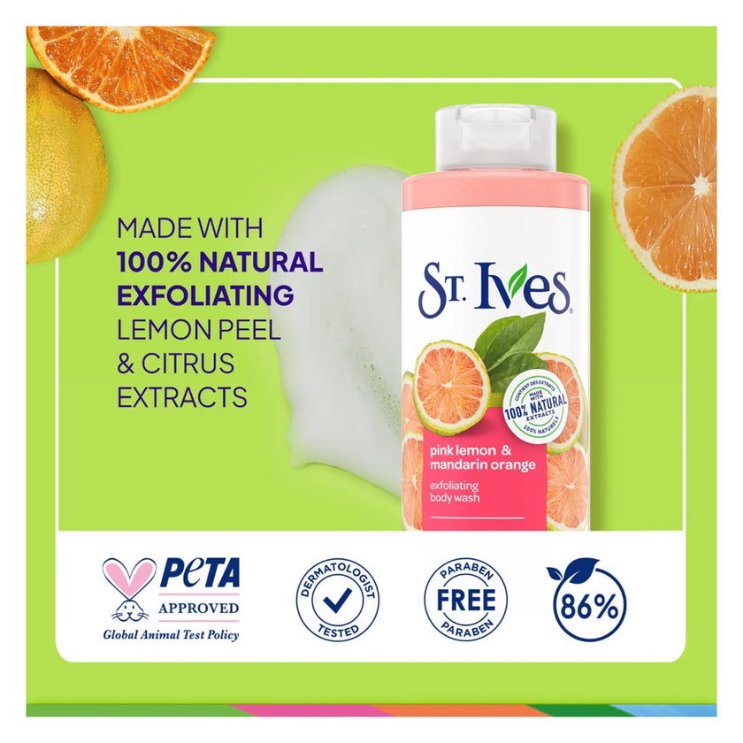 St. Ives Pink Lemon & Mandarin Orange Exfoliating Body Wash 700ml