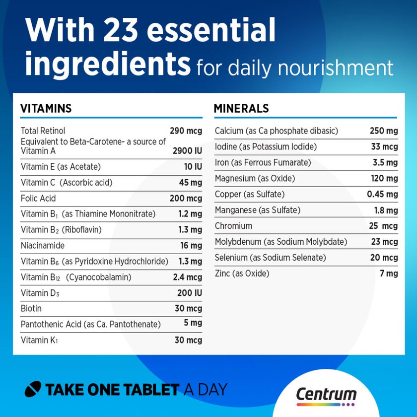 Centrum Men's Multivitamin Supplement Tablets, Pack of 100's
