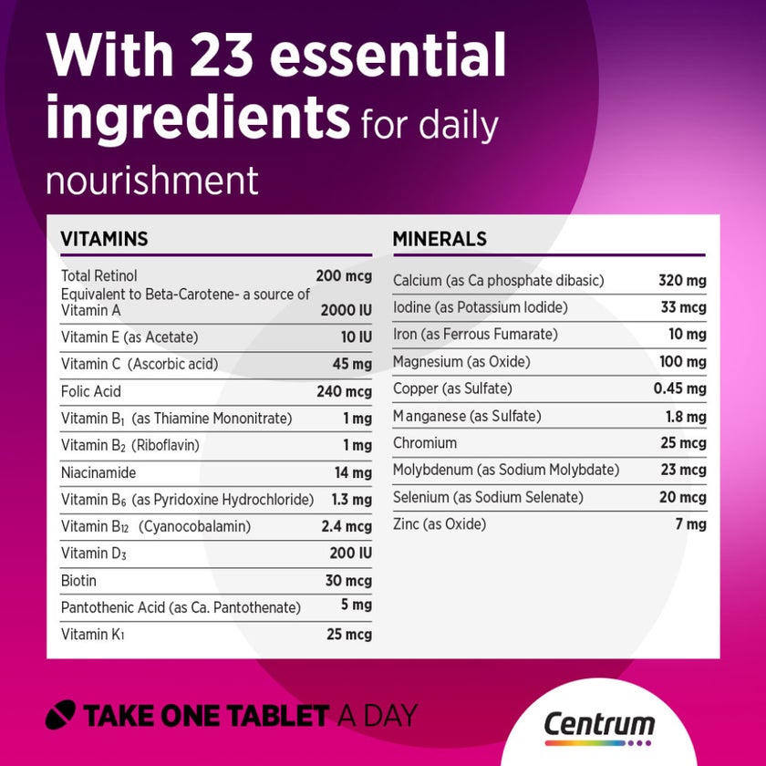 Centrum Women's Multivitamin Supplement Tablets, Pack of 100's