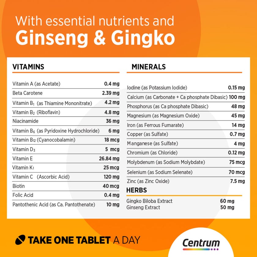 Centrum Energy Multivitamin Supplement Tablets, Pack of 100's