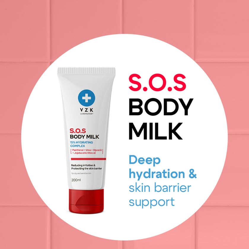 VZK SOS Body Milk With Panthenol, Dry & Sensitive Skin - 200ml