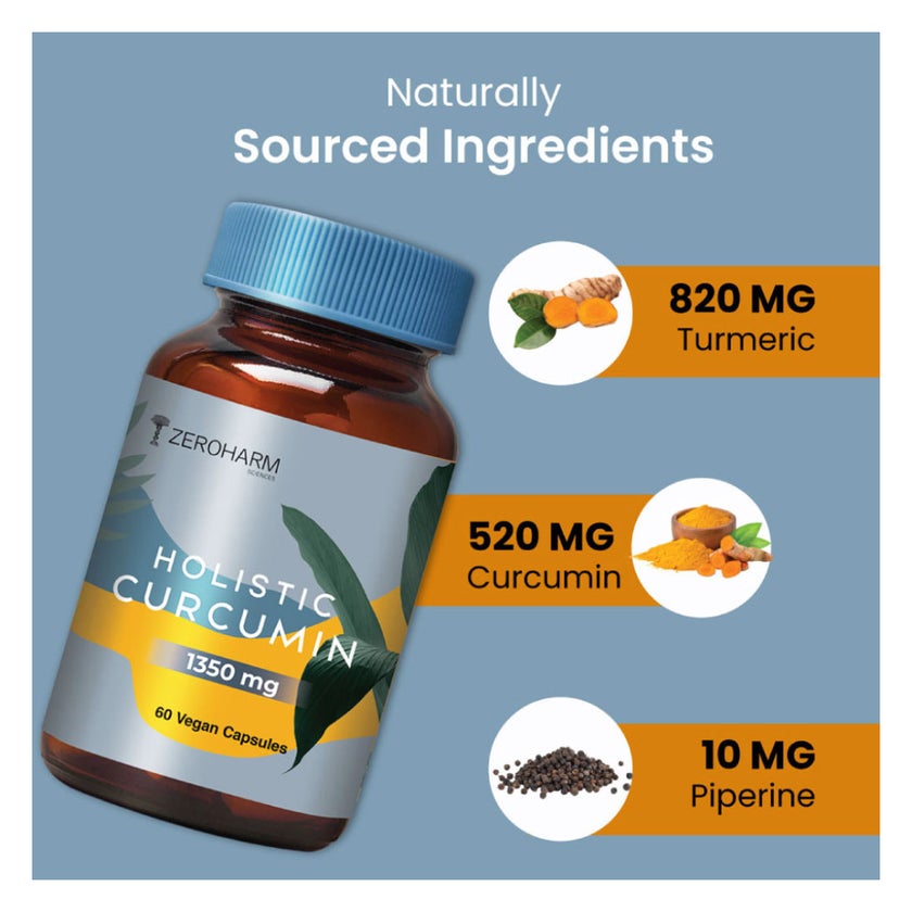 ZeroHarm Holistic Curcumin 1350mg Capsules, Pack of 60's