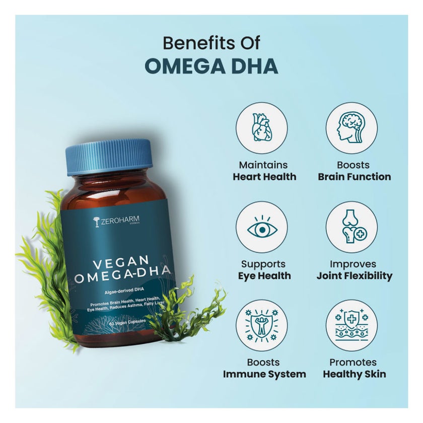 ZeroHarm Vegan Omega EPA + DHA Capsules, Pack of 60's