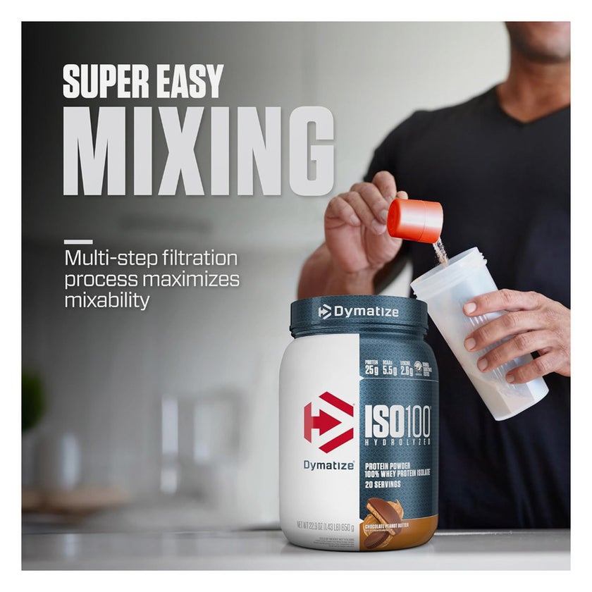 Dymatize ISO 100 Chocolate Peanut Butter Hydrolyzed Whey Protein Powder 650g