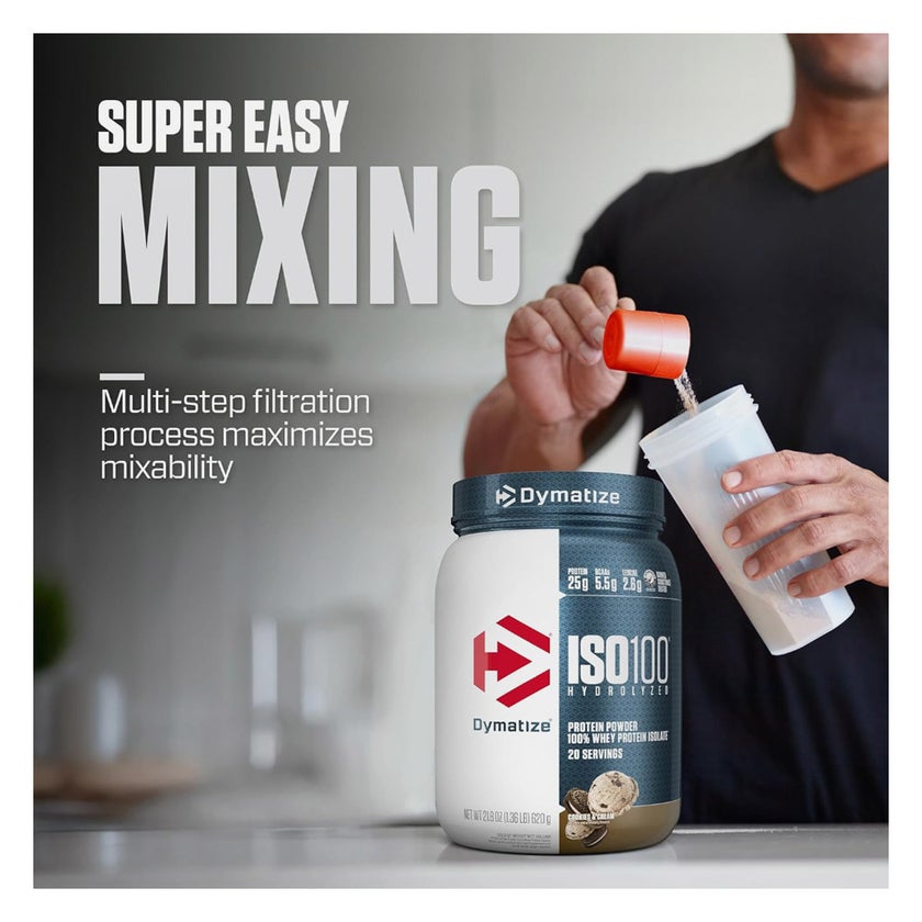 Dymatize ISO 100 Cookies & Cream Hydrolyzed Whey Protein Powder 620g