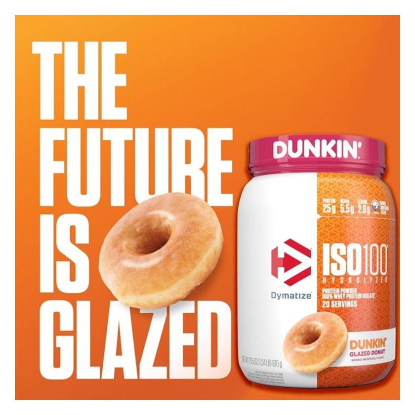 Dymatize ISO 100 Dunkin Glazed Donut Hydrolyzed Whey Protein Powder 610g