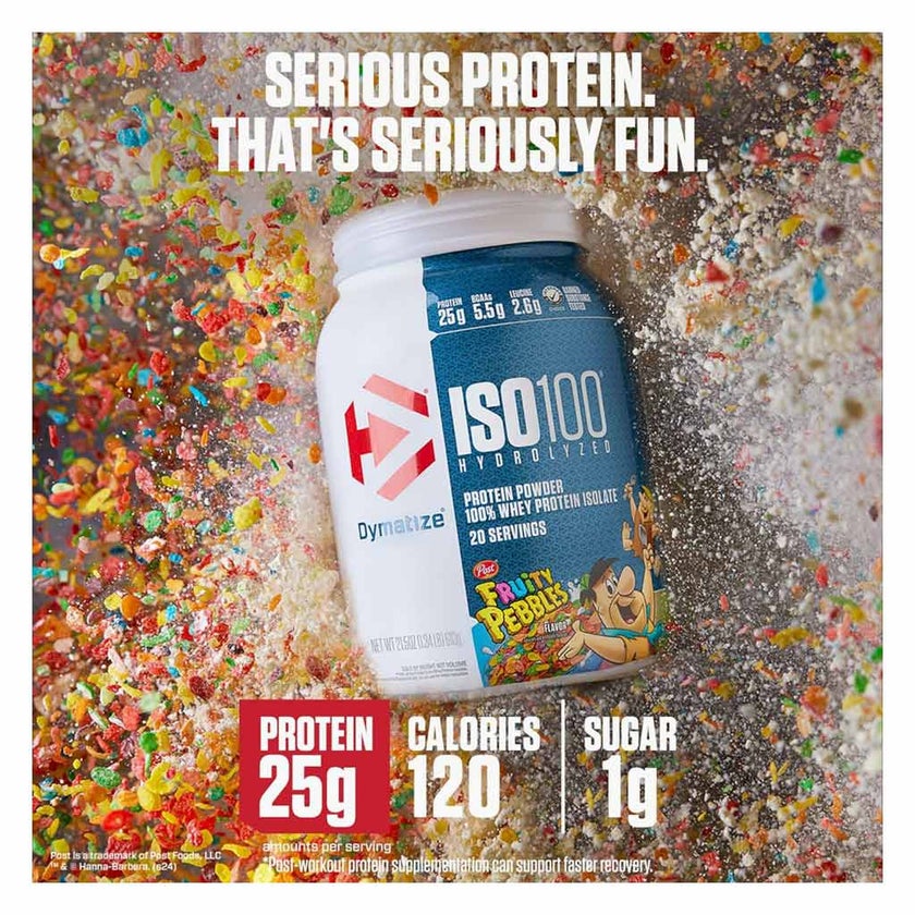 Dymatize ISO 100 Fruity Pebbles Hydrolyzed Whey Protein Powder 610g