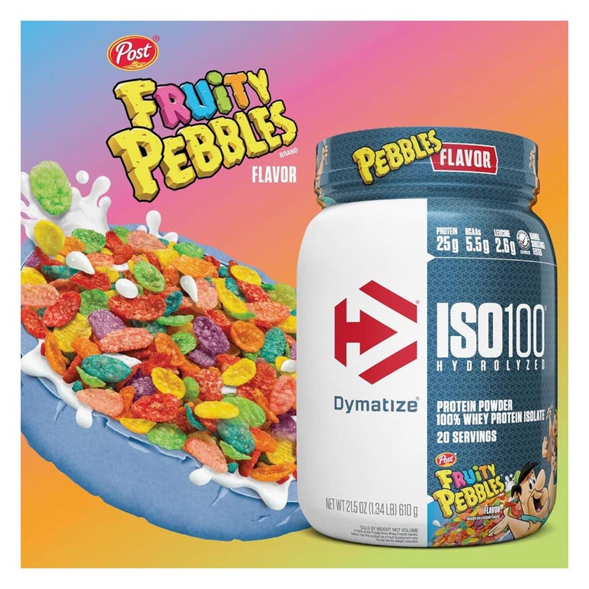 Dymatize ISO 100 Fruity Pebbles Hydrolyzed Whey Protein Powder 610g