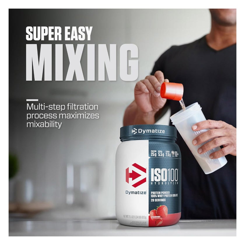 Dymatize ISO 100 Strawberry Hydrolyzed Whey Protein Powder 600g