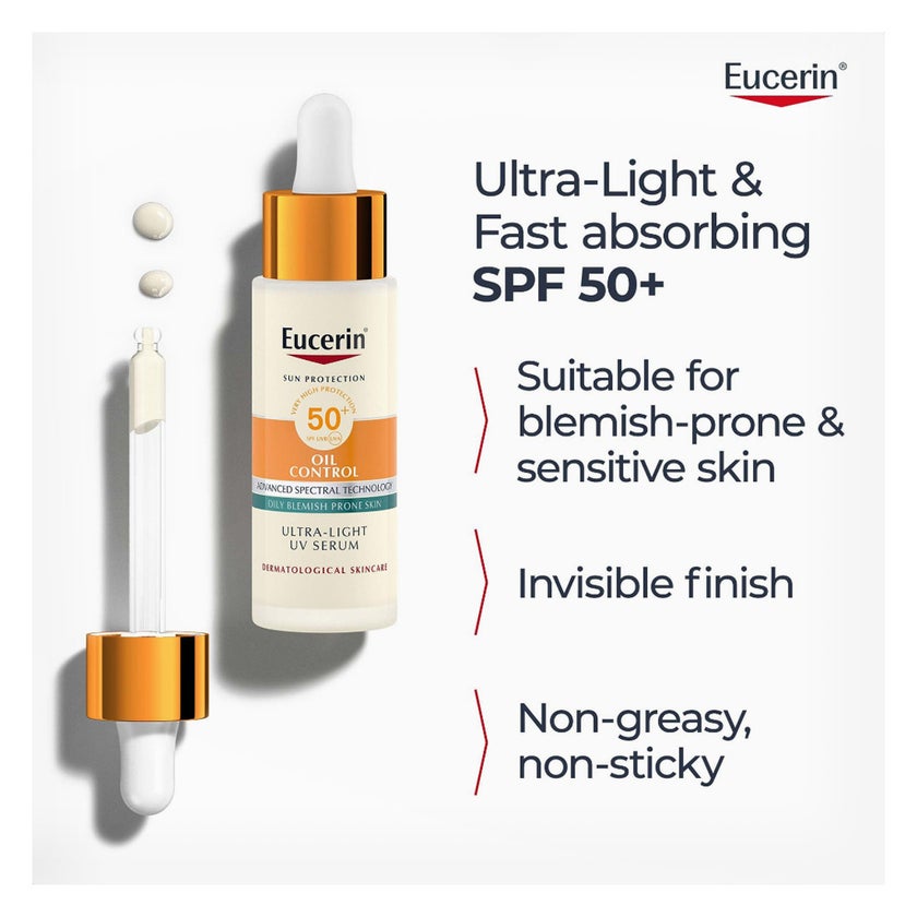 Eucerin SPF 50+ Oil Control Serum For Oily Acne Prone Skin 30ml