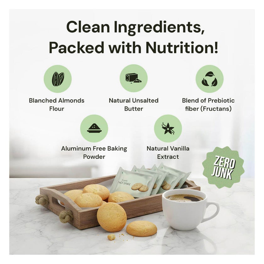 B'spoke NoSpike Sweet Almond Cookies, High Fiber & Protein - 8 Cookies