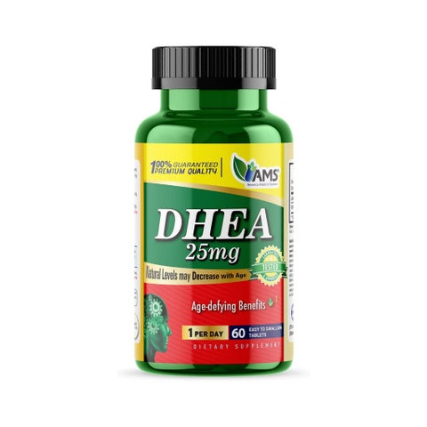 أقراص DHEA بتركيز 25 ملجم لدعم الحيوية ومقاومة علامات التقدم في السن إيه إم إس - 2 × 60 قرص