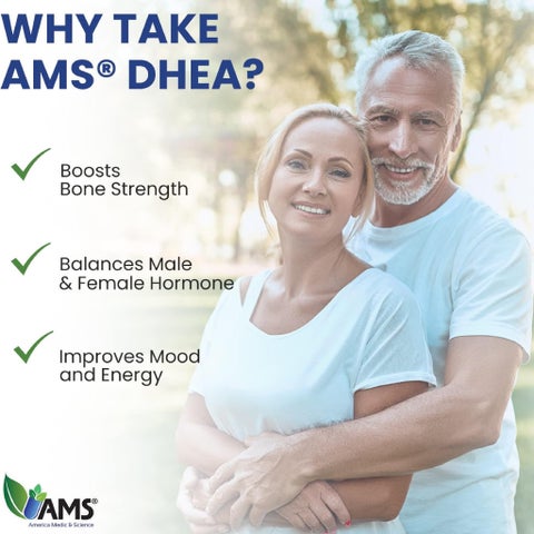 أقراص DHEA بتركيز 25 ملجم لدعم الحيوية ومقاومة علامات التقدم في السن إيه إم إس - 2 × 60 قرص