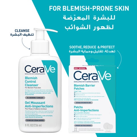 CeraVe Blemish Barrier Patches 22 Pieces + Blemish Control Cleanser 236ml