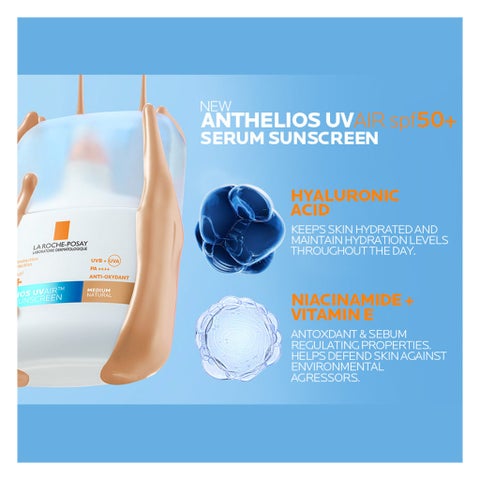 La Roche-Posay Anthelios SPF 50+ UVAir Serum Sunscreen, Medium Tint - 50ml