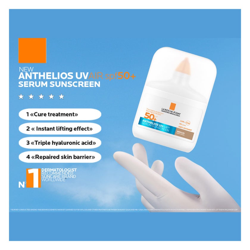 La Roche-Posay Anthelios SPF 50+ UVAir Serum Sunscreen, Medium Tint - 50ml