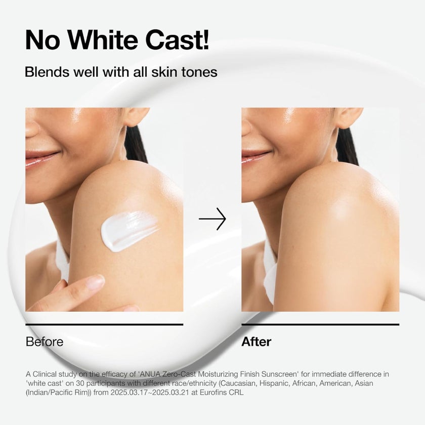 Anua Zero-Cast SPF 50 Moisturizing Finish Sunscreen - 50ml