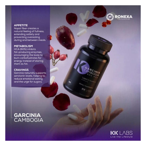 KK Labs Garcinia Cambogia 60% HCA Capsules, Weight Management - 90 Capsules