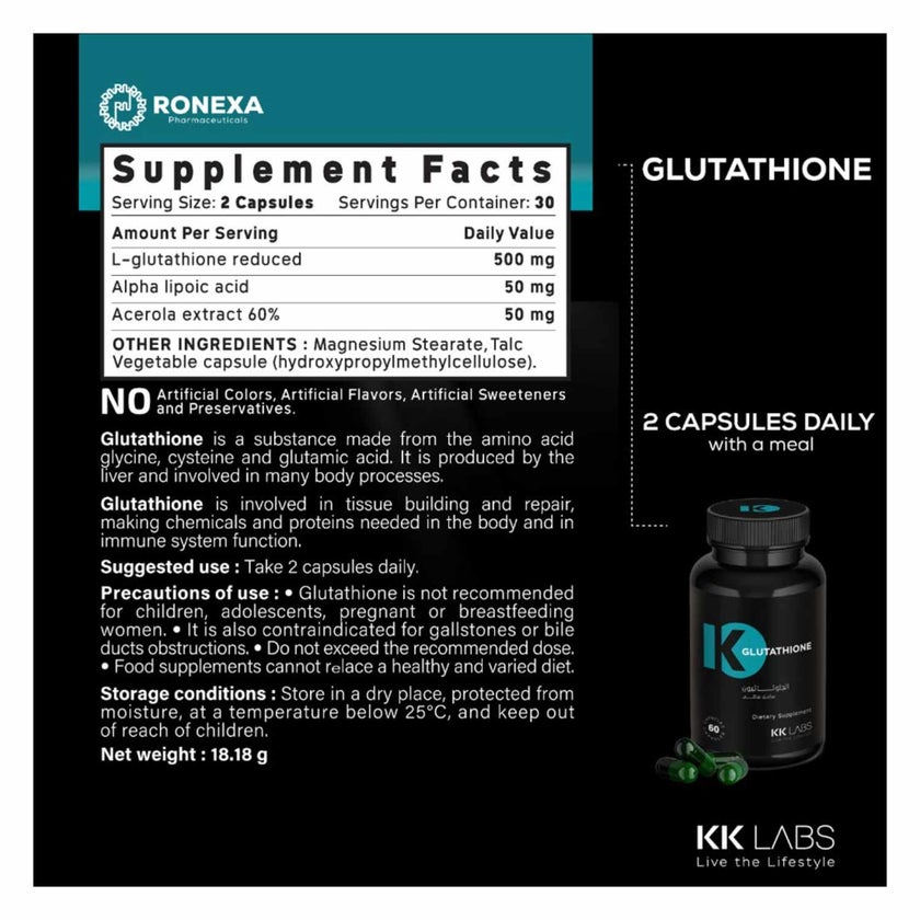 KK Labs Glutathione Capsules, Collagen Boost - 60 Capsules