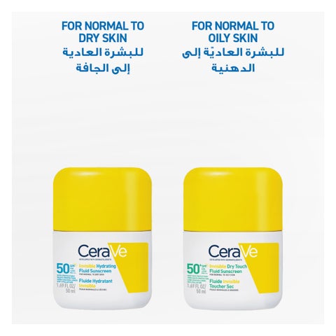 CeraVe SPF 50+ Invisible Hydrating Fluid Sunscreen - 50ml