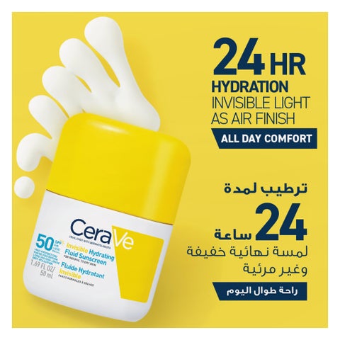 CeraVe SPF 50+ Invisible Hydrating Fluid Sunscreen - 50ml