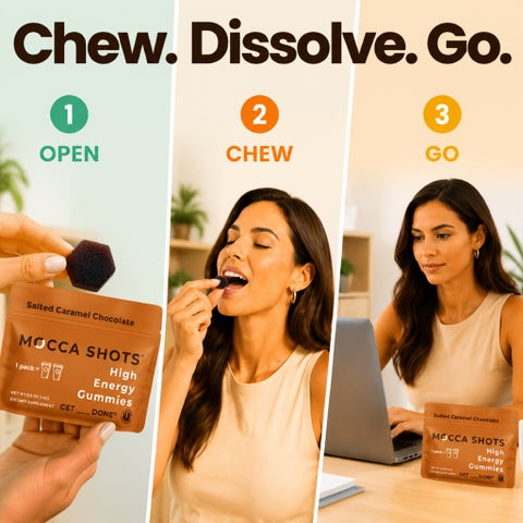Seattle Gummy Mocca Shots Energy Gummies, Salted Caramel Chocolate - 12 Pack