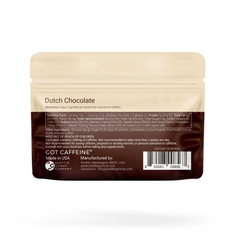 Seattle Gummy Mocca Shots Energy Gummies, Dutch Chocolate - 12 Pack