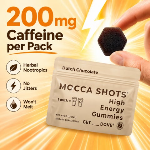 Seattle Gummy Mocca Shots Energy Gummies, Dutch Chocolate - 12 Pack