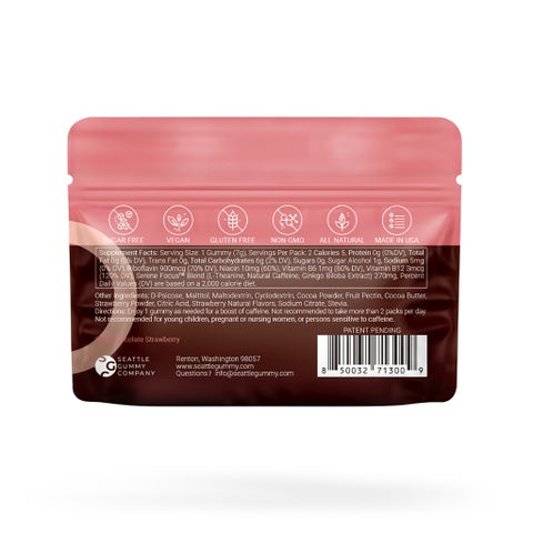 Seattle Gummy Mocca Shots Energy Gummies, Dark Chocolate Strawberry - 12 Pack