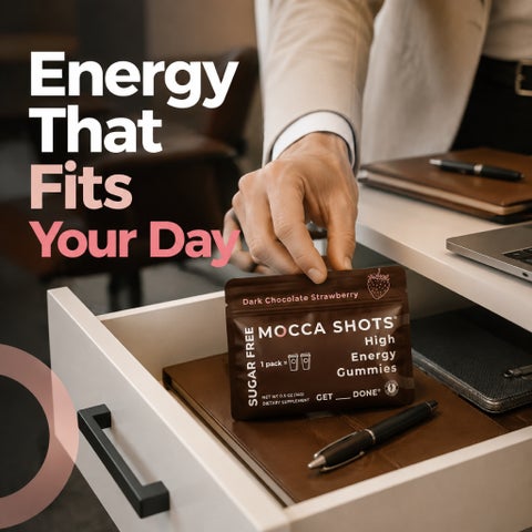 Seattle Gummy Mocca Shots Energy Gummies, Dark Chocolate Strawberry - 12 Pack