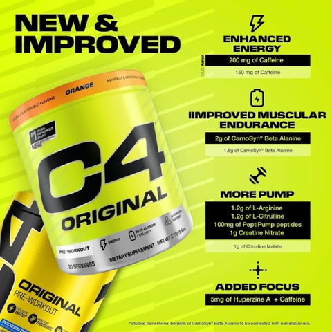 Cellucor C4 Original Pre-Workout Powder, Orange Burst - 180g