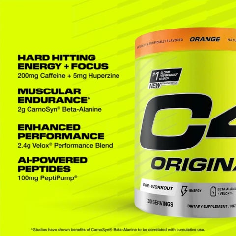 Cellucor C4 Original Pre-Workout Powder, Orange Burst - 180g