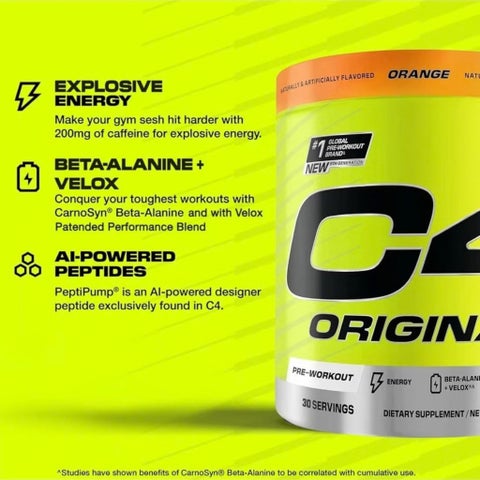 Cellucor C4 Original Pre-Workout Powder, Orange Burst - 180g