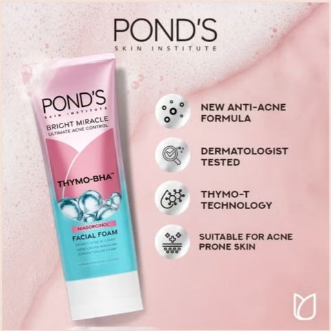 Ponds Bright Miracle Thymo BHA Solutions Facial Foam - 100g