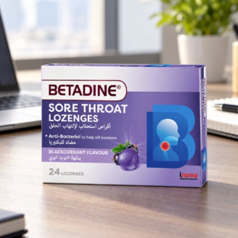 Betadine Sore Throat Lozenges, Blackcurrant - 24 Lozenges