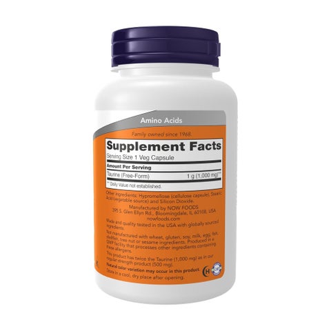Now Double Strength Taurine 1000mg Capsules - 100 Capsules